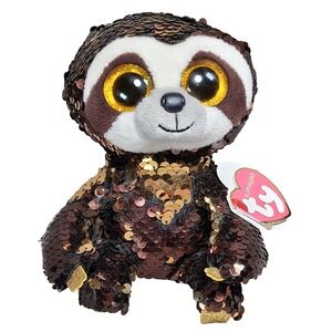 Ty Flippables Dangler the Sloth Sequin Plush 6" Regular Beanie Boo
